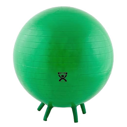 CanDo 30-1893 Non-Slip Inflatable Exercise Ball with Stability Feet for Exercise, Workout, Core Training, Stability, Yoga, Pilates, Balance Training Gym, Office, Home,Classroom. Green, 26”