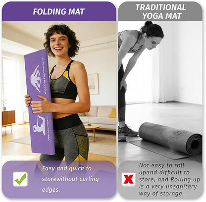 Pilates Kit Yoga Mat Thick Workout Mat For Women Extra Thick Foldable Yoga Matt With Printed Pose Chart For Beginner Pilates And Core Training At Home