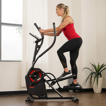 Sunny Health & Fitness Elliptical Exercise Machine, Silent Training, Long Stride Full Body Workout, Adjustable Resistance, Pulse Sensor, SunnyFit App via Bluetooth, Electric or Manual