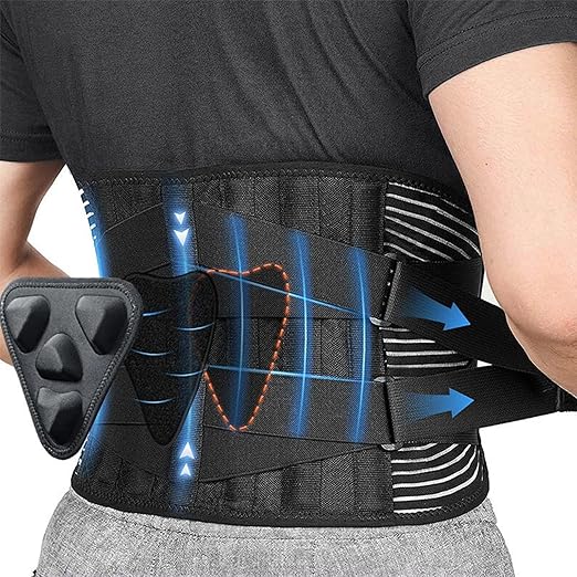 Professional Lumbar Support Belt - Relief for Sitting, Driving, Heavy Lifting & Sports,Adjustable Breathable Back Brace for Men & Women,for Laborers, Athletes & Office Workers(Black, Large)