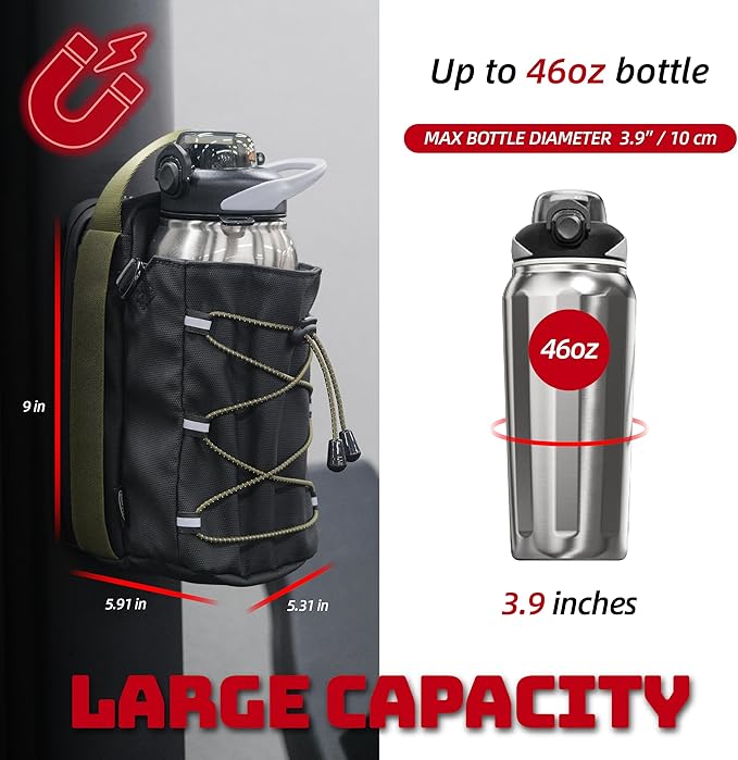 Magnetic Gym Bag - 11LB Ultra-Strong Force, Large 50oz Bottle Holder with Towel Loop, Magnetic Gym Water Bottle Bag For Gym Fitness, Workout, Outdoor