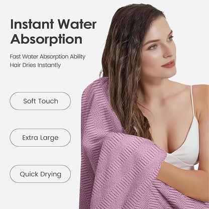 JML Microfiber Bath Towels, Large Bathroom Towel 2 Pack (30" x 60"), Oversized, Soft, Super Absorbent and Fast Drying, Multipurpose Use for Sport, Fitness, Yoga, Diamond Cross Grid Purple