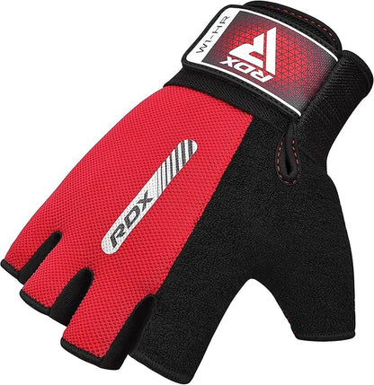 RDX Weight Lifting Gloves Gym Fitness Workout, Anti Slip Padded Full Palm Protection, Ultra Ventilated, Bodybuilding Strength Training HIIT WOD Exercise, Half Finger Men Women Cycling Rowing Climbing