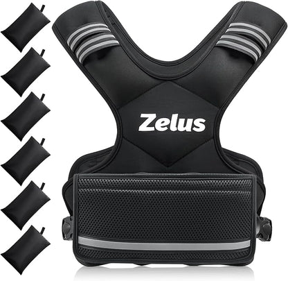 ZELUS Weighted Vest for Men and Women | 4-10lb/11-20lb/20-32lb Vest with 6 Ironsand Weights for Home Workouts | Adjustable Body Weight Vest Exercise Set for Cardio and Strength Training