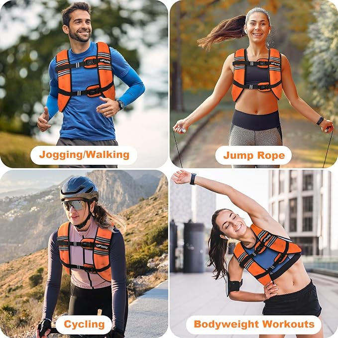 Weighted Vest Woman 5lb/8lb/10lb/12lb/15lb/20lb/25lb/30lb Weight Vest for Women Men, Rucking Vests with Reflective Stripe for Running Workout Walking Strength Training Weight Loss Fitness Weightlifting