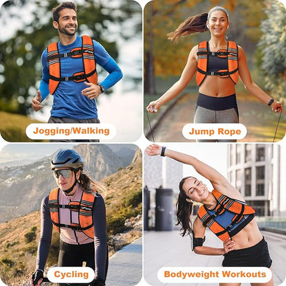 Weighted Vest Woman 5lb/8lb/10lb/12lb/15lb/20lb/25lb/30lb Weight Vest for Women Men, Rucking Vests with Reflective Stripe for Running Workout Walking Strength Training Weight Loss Fitness Weightlifting