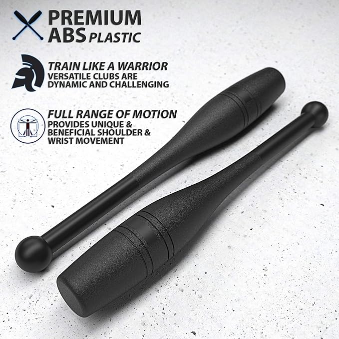 Synergee Indian Clubs 1lb, 2lb, 5lb, 10lb & 15lb. Power Clubs - Exercise Weight Club Bells - Grip and Forearm Strength Trainer - Sold in Pairs