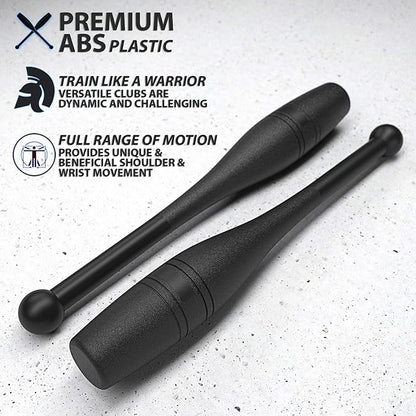 Synergee Indian Clubs 1lb, 2lb, 5lb, 10lb & 15lb. Power Clubs - Exercise Weight Club Bells - Grip and Forearm Strength Trainer - Sold in Pairs