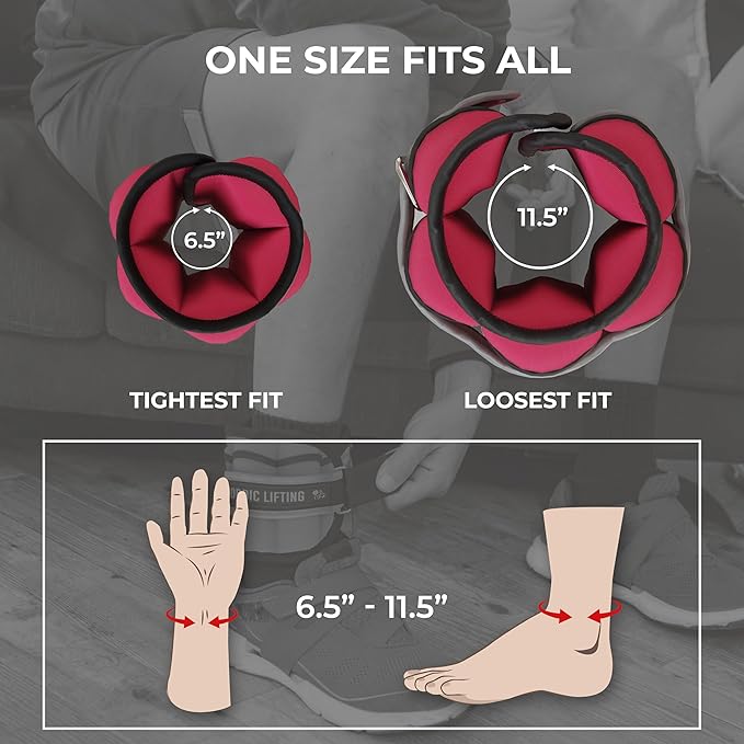 Nordic Lifting Adjustable Ankle Weights for Women & Men – 1 Pair (2–10 lbs) Wrist, Arm & Leg Weights for Gym, Yoga & Home Workouts – Secure Fit Strap Design – Durable Fitness Training Equipment