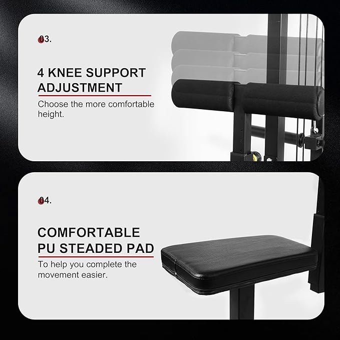 Fitvids LAT All-in-one Machine with High and Low Pulley Station, LAT PullDown and LAT Row Cable Machine, LAT Tower with Adjustable Leg Support for Home Gym Total Body Training