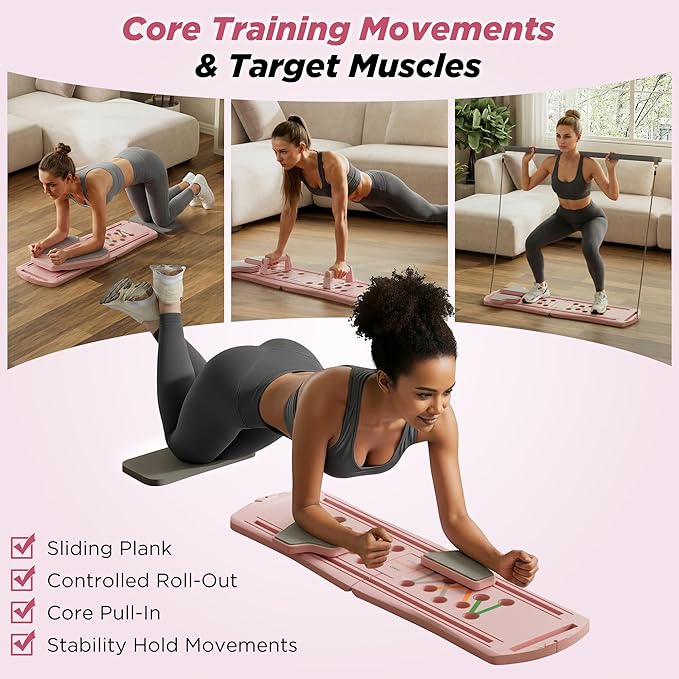 Pilates Reformer 7-in-1 Foldable Home Gym – Multi-Function Pilates Board for Full Body Workout, Core Strength, and Portable Pilates Training