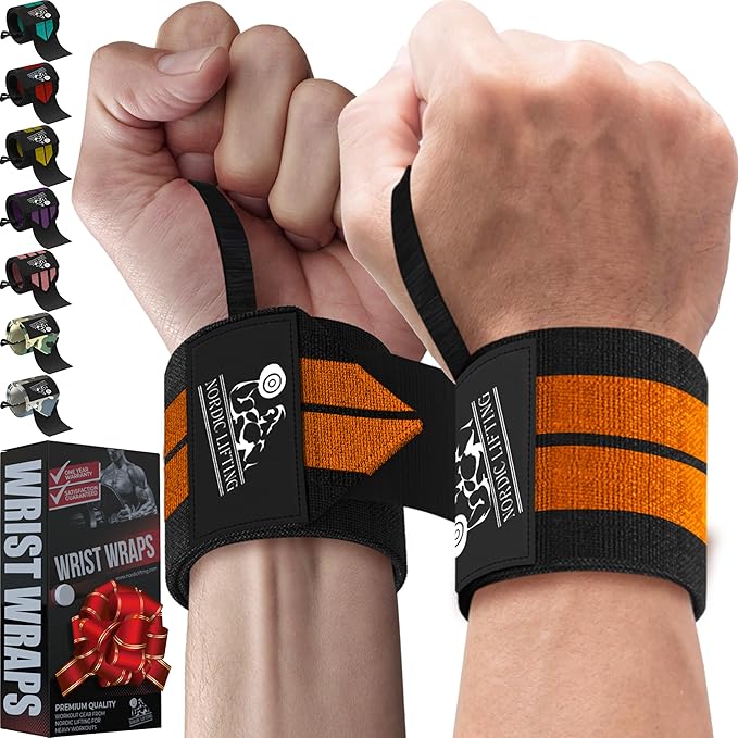 Nordic Lifting Wrist Wraps (1 Pair/2 Wraps) – Lifting Wrist Wraps with Thumb Loop for Weightlifting, Powerlifting & CrossFit – Durable Wrist Support Straps for Men & Women – Gym Essentials for Heavy Lifts