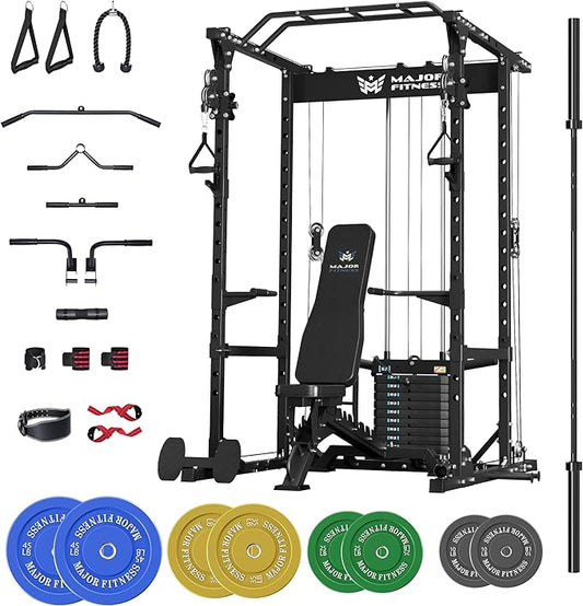 MAJOR FITNESS Drone1 Power Cage - Multi-Function Power Rack for Home Gym, Squat Rack, Cable Crossover System, for Strength Training