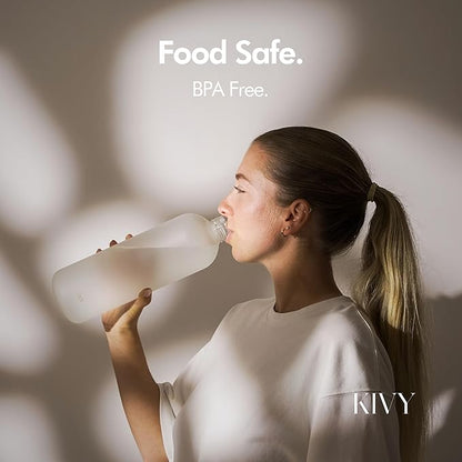 KIVY Large Water Bottle 50oz [Lightweight & Shatterproof] Fits Backpack & Cupholder for Travel, Sports, School - Clear water bottle no straw - 1.5 Liter water bottles plastic - 50oz Water bottle