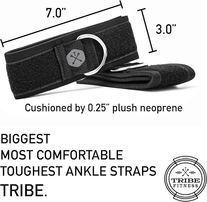 TRIBE Resistance Bands Accessories Equipment System for Home Gym, Exercise, Workout, Tube Bands & Cable Machines. Premium Ankle Straps, Door Anchor & Cushioned Handles. Heavy Duty Handle & Attachments