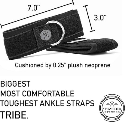 TRIBE Resistance Bands Accessories Equipment System for Home Gym, Exercise, Workout, Tube Bands & Cable Machines. Premium Ankle Straps, Door Anchor & Cushioned Handles. Heavy Duty Handle & Attachments