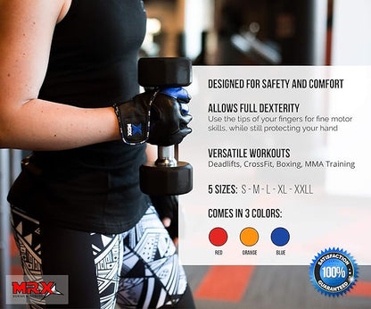 MRX Weight Lifting Pro Level Gloves with 18 Inches Long Wrist Strap Gym Workout Exercise & Fitness in