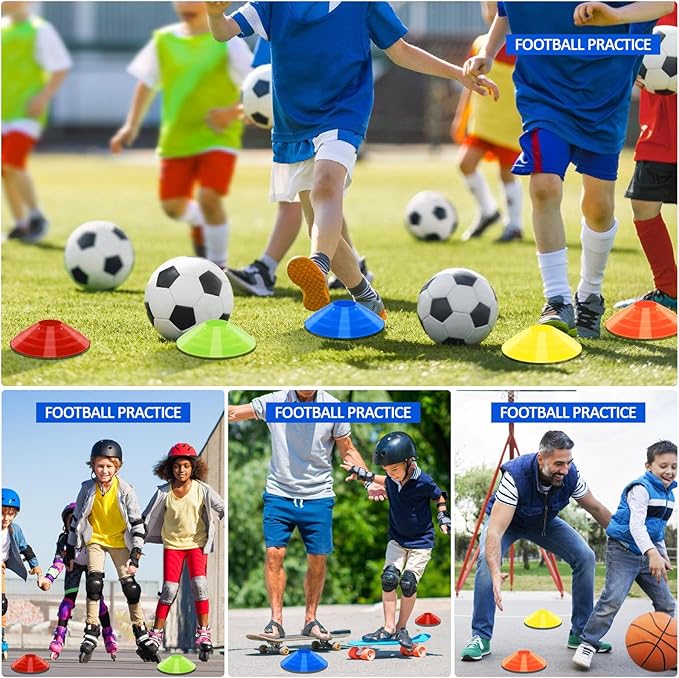 Soccer Cones for Training, 100/15 Pack Agility Cones with Carry Bag, Multi-Color Disc Cones for Sports Training, Soccer, Football, Basketball, Field Cone Markers, Indoor Outdoor Sports