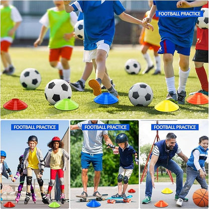 Soccer Cones for Training, 100/15 Pack Agility Cones with Carry Bag, Multi-Color Disc Cones for Sports Training, Soccer, Football, Basketball, Field Cone Markers, Indoor Outdoor Sports