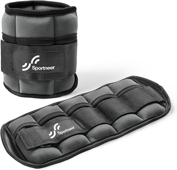 Sportneer Adjustable Ankle Weights Set - 1 Pair (2-10 lbs) Removable Sandbags for Women & Men, Comfortable Neoprene Leg Weights for Walking, Running, Pilates, Yoga, Home Workout & Physical Therapy