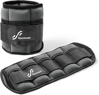 Sportneer Adjustable Ankle Weights Set - 1 Pair (2-10 lbs) Removable Sandbags for Women & Men, Comfortable Neoprene Leg Weights for Walking, Running, Pilates, Yoga, Home Workout & Physical Therapy