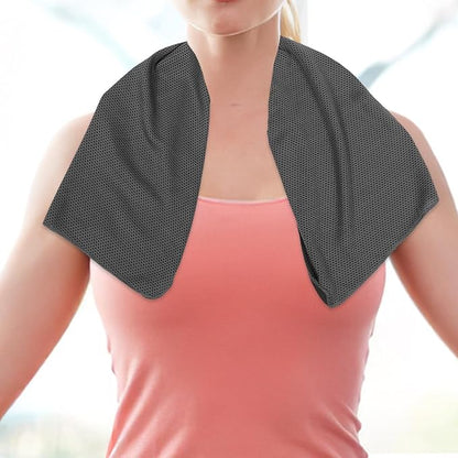 TOYANDONA Fast Drying Sports Towel for Gym and Outdoor Use, Lightweight Microfiber Sweat Absorbent Travel Towel Deep Gray Round Mesh Bag, Suitable for Hiking, Camping, Beach, Yoga,