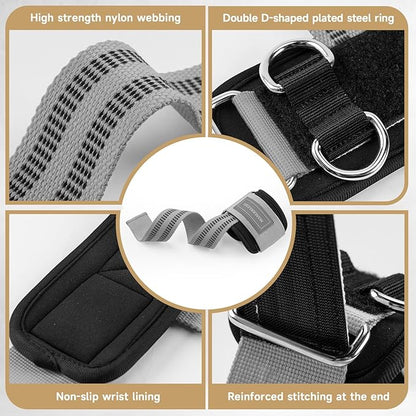 MANUEKLEAR Non-Slip Wrist Straps for Weightlifting Deadlifting, Gym Lifting Straps with D Rings for Cable Machine Workout, 10mm Neoprene Padded Weight lifting Wrist Wraps for Men Women