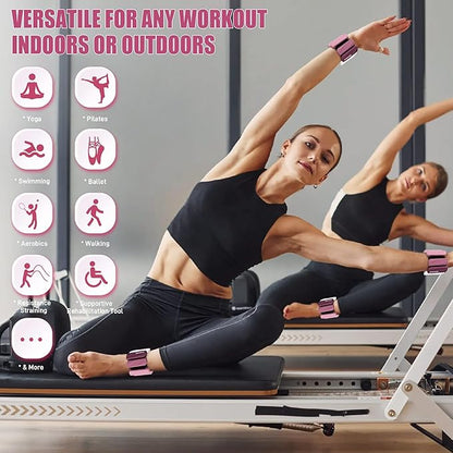 Wrist & Ankle Weights for Women and Men, 2lbs/4lbs Pairs Adjustable Silicone Weighted Bangles for Arm & Leg Workouts, Perfect for Pilates, Barre, Yoga, Walking & Home Fitness 24055