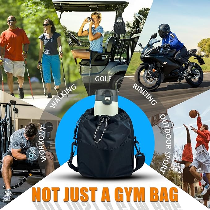 Magnetic Gym Bag with Water Bottle Holder | Magnetic Gym Water Bottle Bag 64oz Capacity | 4 Built-in Magnets & Adjustable Shoulder Strap for Sports Fitness Travel