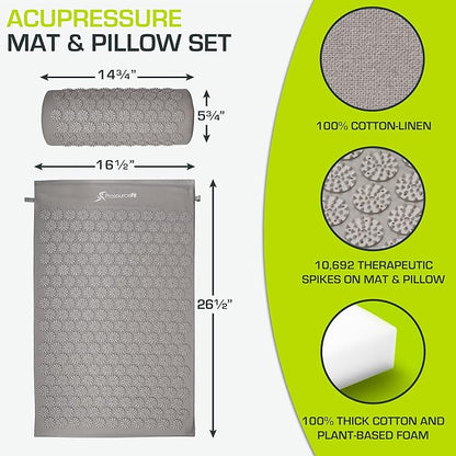 ProsourceFit Acupressure Mat and Pillow Set for Back/Neck Pain Relief and Muscle Relaxation