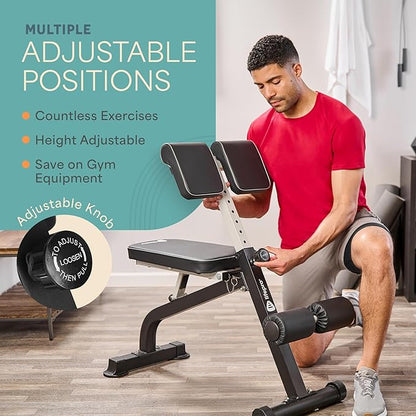 Lifepro SculptTrainer Roman Chair – Hyperextension Bench for Strength Training – Adjustable Back Extension Machine, Ab Bench & Foldable Sit-Up Bench for Athletes, Core Work & Home Gym Workouts