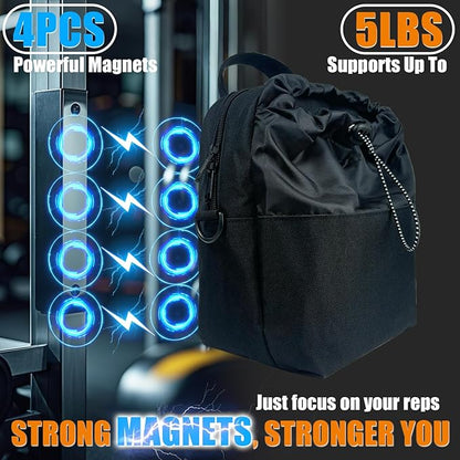 Magnetic Gym Bag with Water Bottle Holder | Magnetic Gym Water Bottle Bag 64oz Capacity | 4 Built-in Magnets & Adjustable Shoulder Strap for Sports Fitness Travel