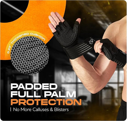 Special Essentials Weight Lifting Gloves for Men & Women – Fingerless Workout Gloves with Non-Slip Grip & Palm Padding for Gym, Training, Cycling & Fitness