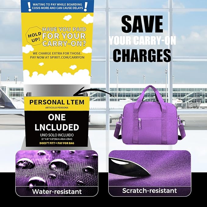 14 inch Small Gym Bag for Men & Women, Mini Duffle Bag for Travel Sports, Lightweight Carry On Duffel Bag, Purple