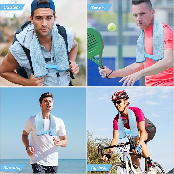 3 Pack Microfiber Gym Towel Quick Dry Sweat Towels Women Men Lightweight Running Cycling Fitness Hiking Tennis Exercise Outdoor Sports Towel(3 Pack(Blue))