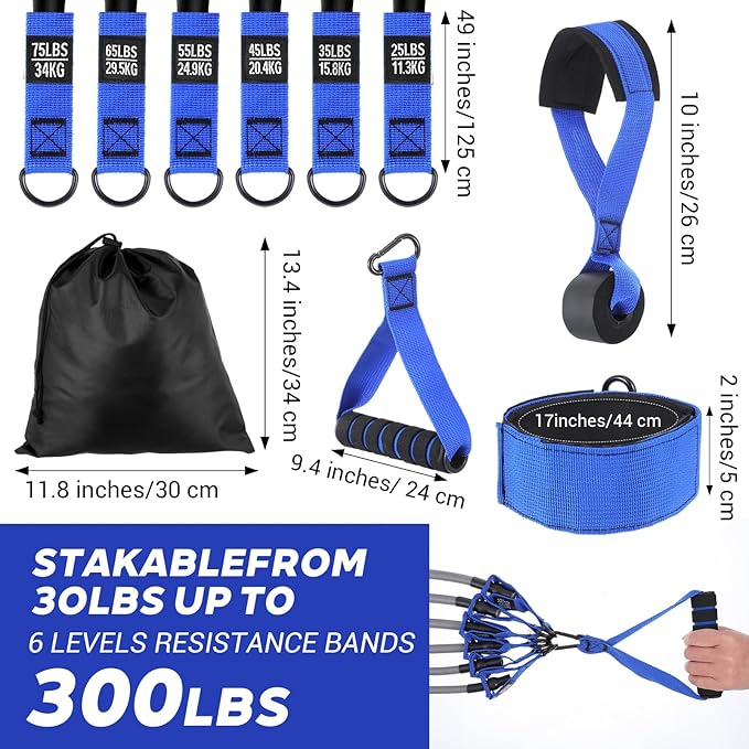 Heavy Resistance Bands for Working Out, 300lbs Exercise Bands with Handles, Workout Bands with Handles, Fitness Weight Bands for Men Muscle Strength Training Stretching Yoga