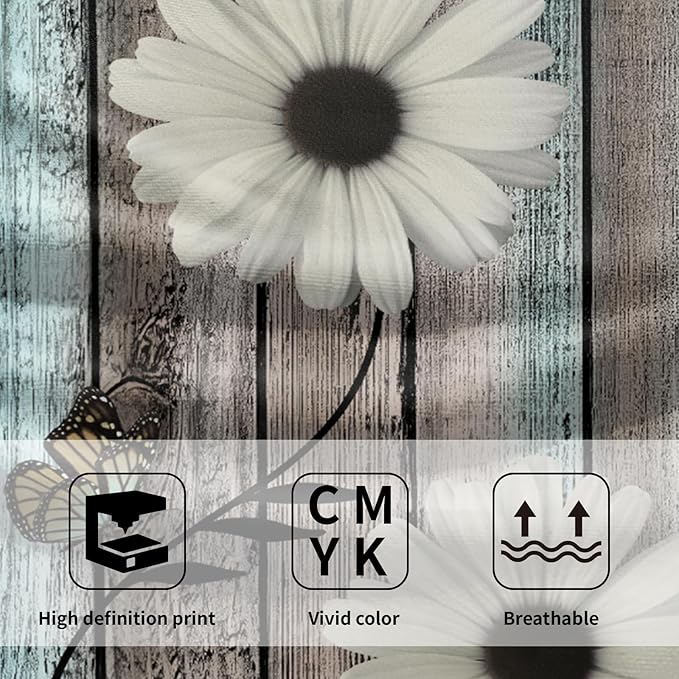 Rustic Barn White Daisy Hand Towels Flower Butterfly Teal Turquoise Brown Wooden Farmhouse Absorbent Kitchen Towels Spring Vintage Floral Soft Quick Dry Microfiber Dish Towels For Kitchen Bathroom