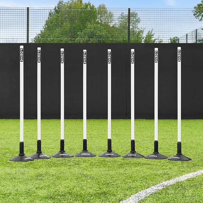 FORZA Slalom Agility Poles | Improve Endurance, Speed & Footwork | Color, Size & Rubber Base Options Available [8 Pack]