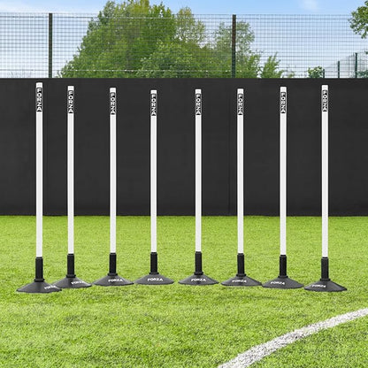 FORZA Slalom Agility Poles | Improve Endurance, Speed & Footwork | Color, Size & Rubber Base Options Available [8 Pack]