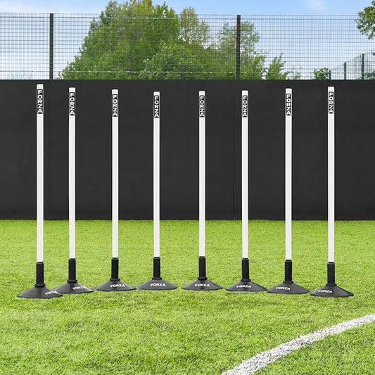 FORZA Slalom Agility Poles | Improve Endurance, Speed & Footwork | Color, Size & Rubber Base Options Available [8 Pack]