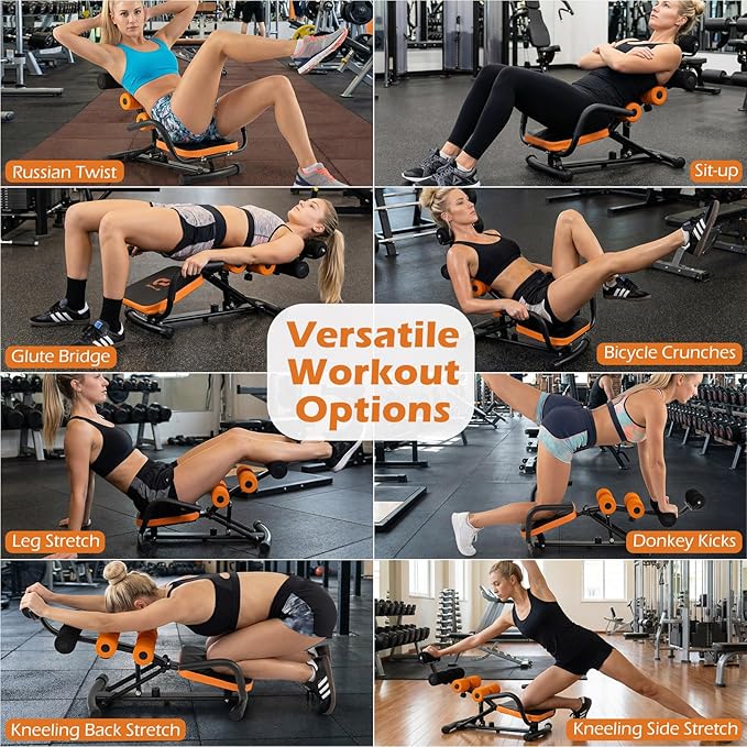 Goplus Ab Machine, Core Abdominal Trainer w/ 3-Position Adjustable Backrest, Foam Support, Ab Trainer Sit Up Bench Chair Ab Rocket Exercise Equipment for Home Gym Full-Body Workout