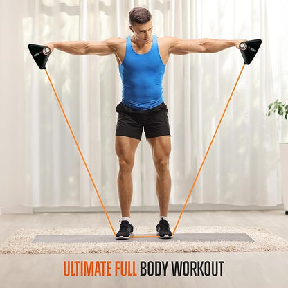 SQUATZ Multi-Function Push Up Rack - Combined with 10lbs and 20lbs Elastic Resistance Bands, Anti Slip Handles, Improves Strength, Power and Cardio, Weight Training, Weight Capacity: 440Lbs