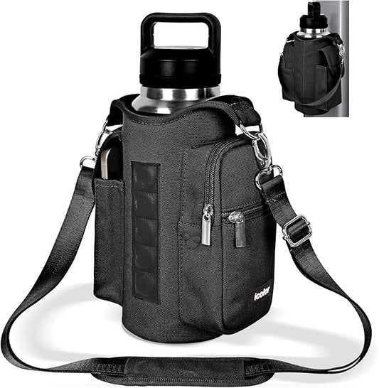 icolor Magnetic Gym Bag Water Bottle Carrier Holder with Phone Pockets & Shoulder Strap,Gym Magnetic Bag 5 Built-in Magnets Gym Accessories Organizer Sling Bottle Bag Pouch Sleeve