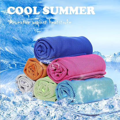 Peicees 10 Pack Microfiber Cooling Towels for Neck Sports Gym Workout Cooling Towel, Fast Drying Super Absorbent Compact Lightweight for Climbing Camping Travel Beach Swimming Backpacking