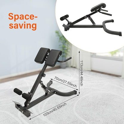 Roman Chair Back Extension Machine Foldable 5 Position Adjustable Sit up Exercise Multi-Functional Hyperextension Bench Workout Equipment Ab Machine Angle Height Adjust 330LBS Heavy-Duty for Home Gym