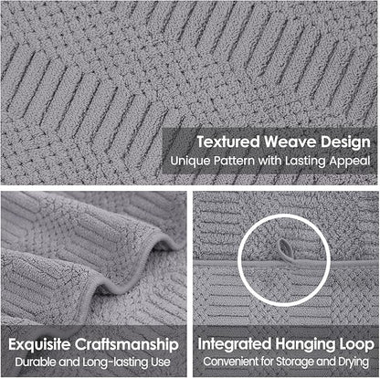 JML Bath Towels Set of 2, 30" x 60", Large Microfier Body Towel for Adult, Oversized, Soft, Super Absorbent, Fast Drying, Use for Sauna, Salon, Gym,Sport, Fitness, Yoga, Diamond Cross Grid Gray
