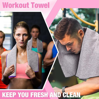 Peryiter 8 Pack Microfiber Quick Dry Gym Towels, Odor-Free Absorbent Fiber, Fast Drying Working Out Towel for Men & Women Hot Yoga Sweat Sports Exercise Fitness Gear(Bright Color)