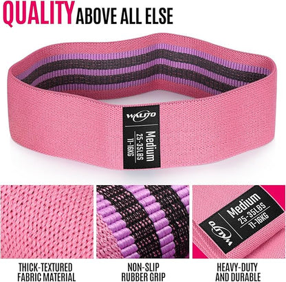 WALITO Resistance Bands for Working Out, Fabric Exercise Bands for Legs and Butt, Workout Bands for Women and Men, Booty Band for Yoga Starter Set, Pilates, Rehab, Fitness and Home Workout