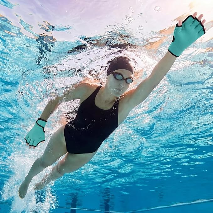 Water Aerobics Set for Aquatic Exercise 1 Pair Swimming Glove 2 Pcs Foam Swim Aquatic Cuffs Water Weights Pool Resistance Fitness Equipment for Swimming Training Workouts