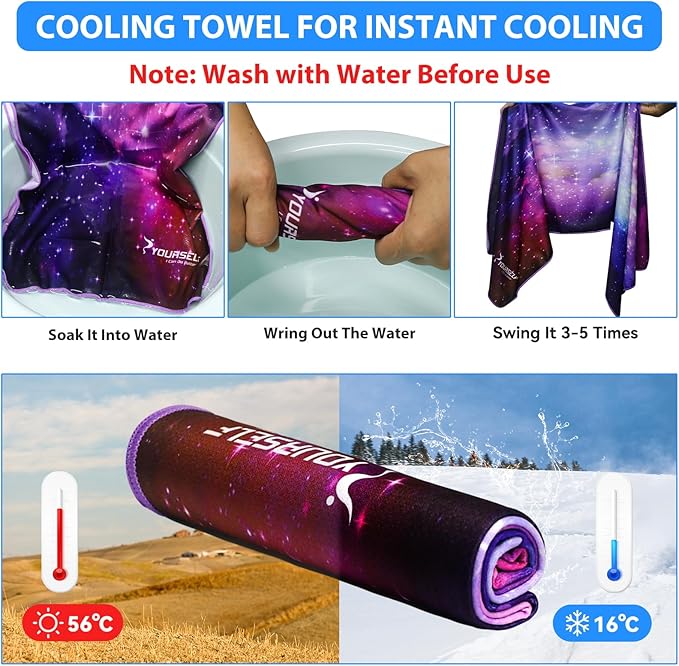 SYOURSELF Cooling Towel, Cooling Towels for Neck,40" x 12"Ice Towel for Instant Cooling Relief, Soft Breathable Chilly Towel, Perfect Yoga, Golf, Sports, Gym, Workout, Athletes Towel (1PC-Starry)